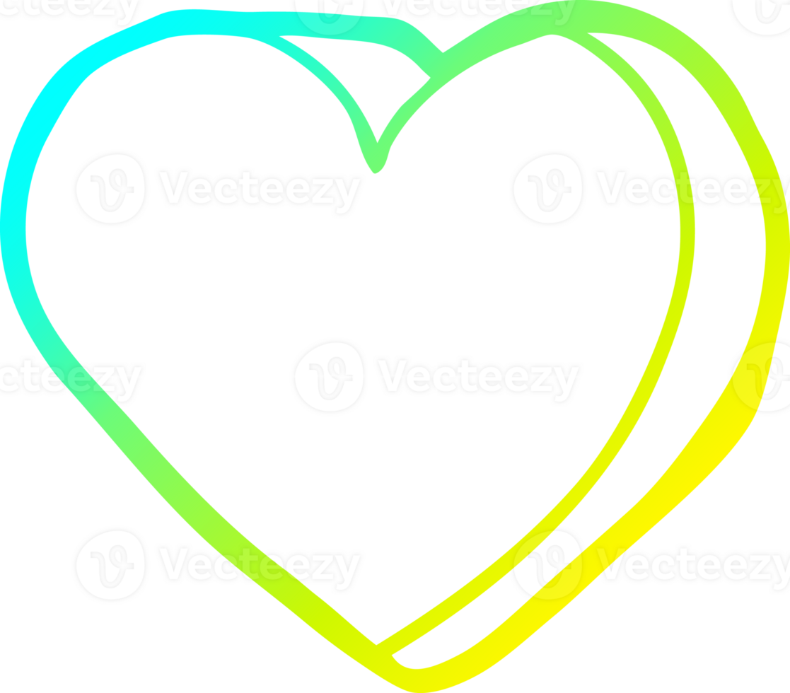 cold gradient line drawing of a cartoon love heart png