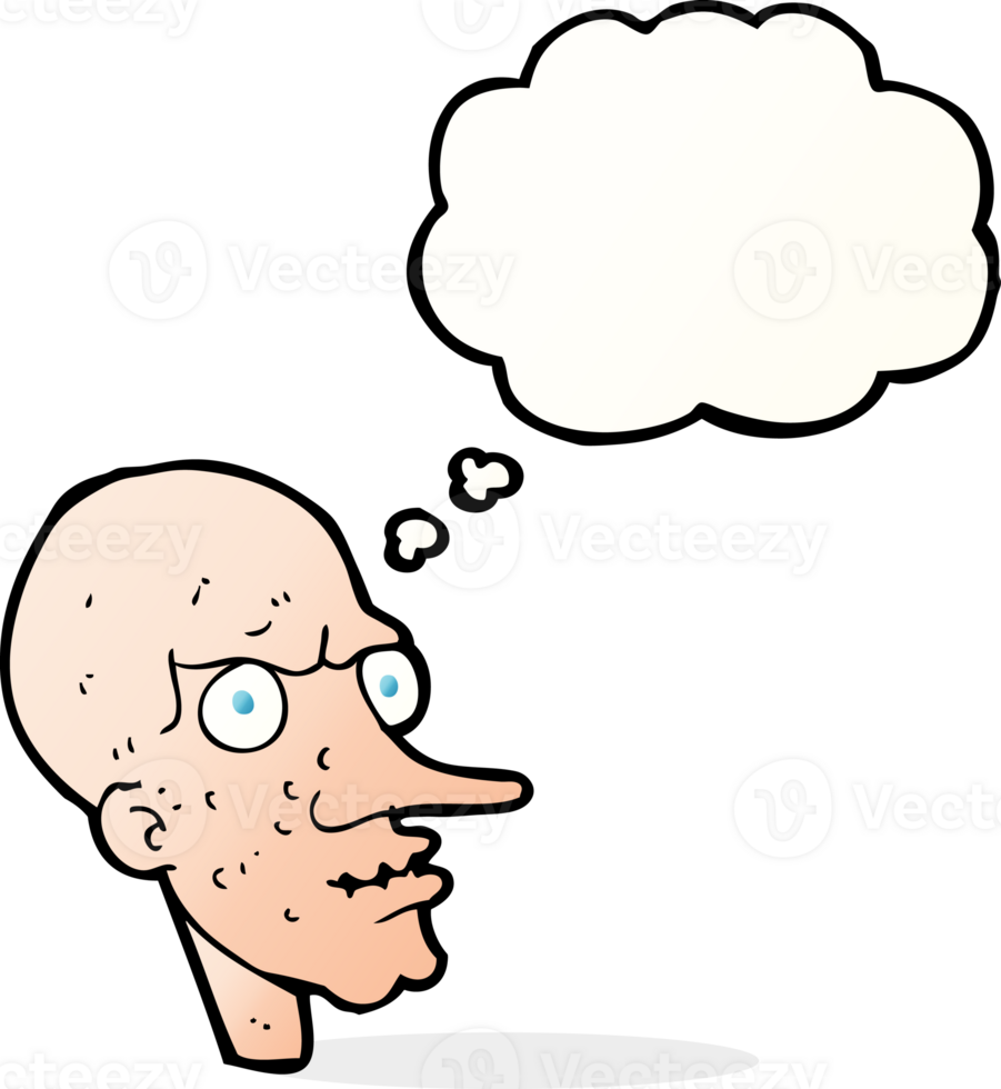 cartoon evil old man with thought bubble png