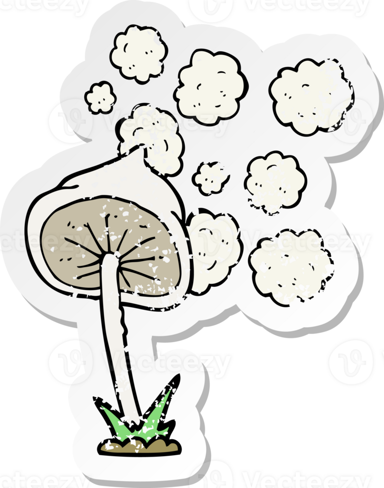 retro distressed sticker of a cartoon mushroom png
