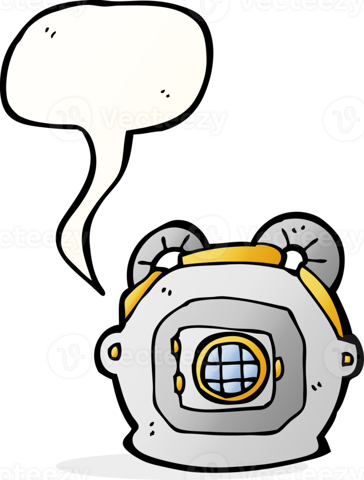 cartoon old deep sea diver helmet with speech bubble png