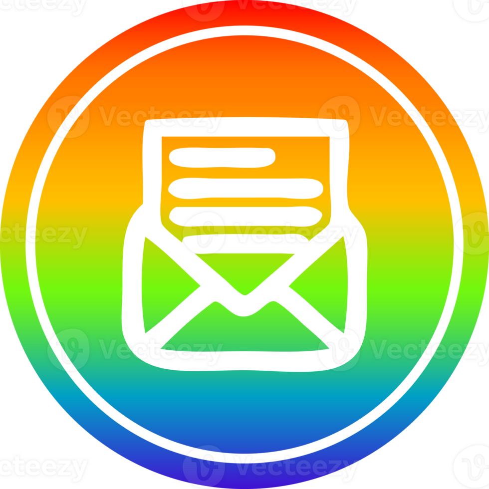 envelope letter circular icon with rainbow gradient finish png