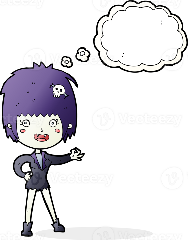 cartoon vampire girl with thought bubble png