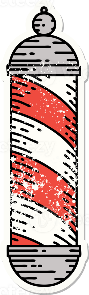 distressed sticker tattoo in traditional style of a barbers pole png
