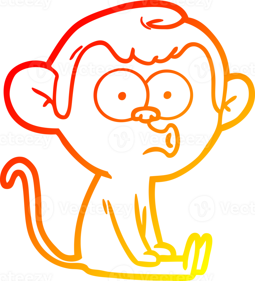 warm gradient line drawing of a cartoon hooting monkey png