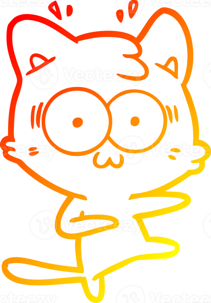 warm gradient line drawing of a cartoon surprised cat png
