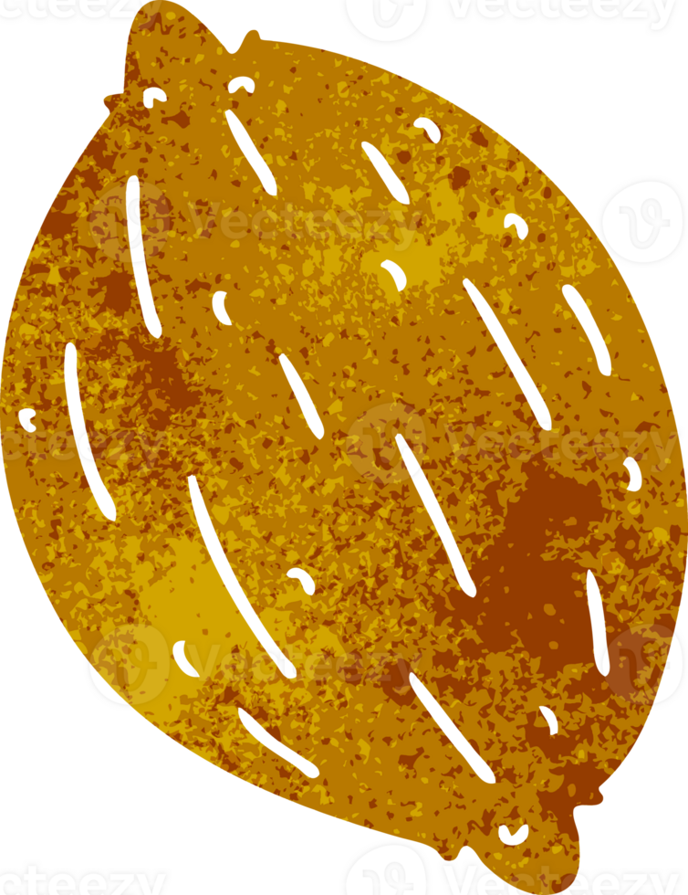 retro cartoon illustration of a single walnut png