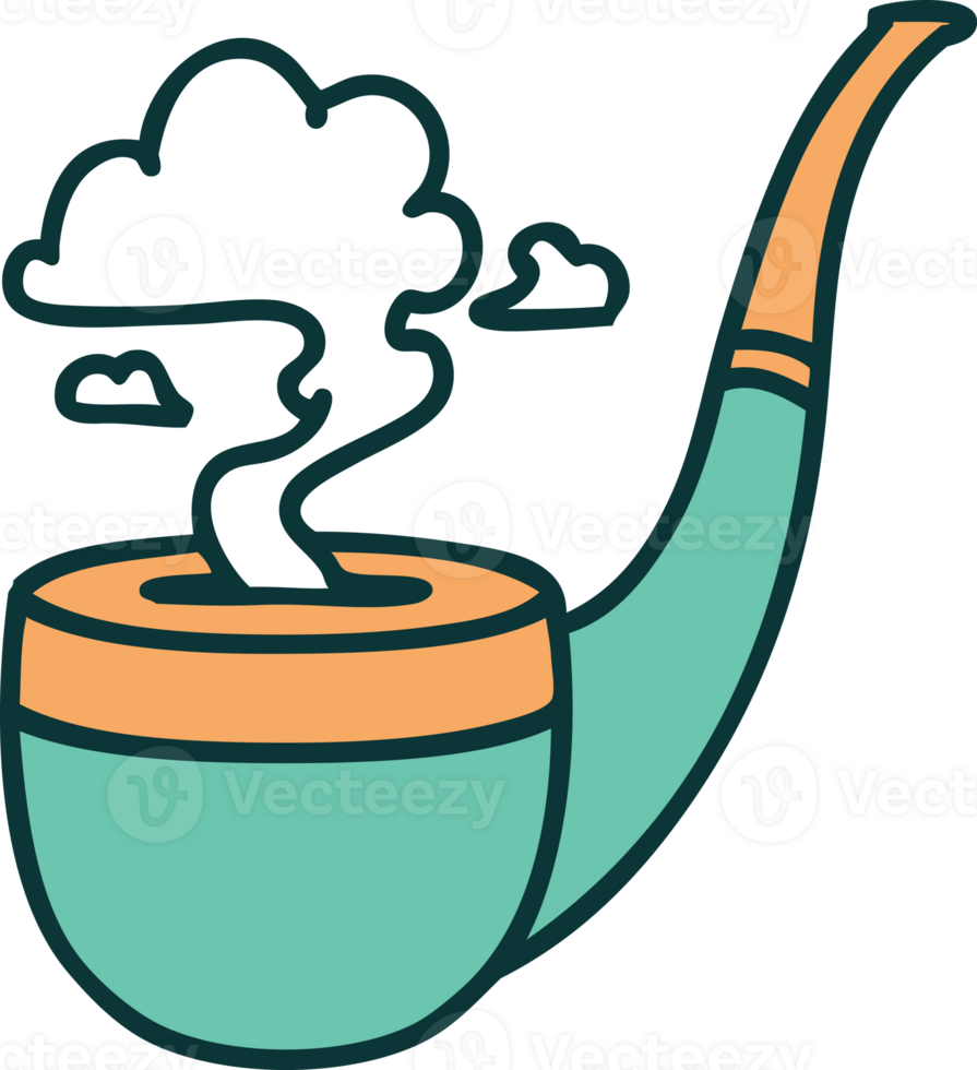 iconic tattoo style image of a smokers pipe png