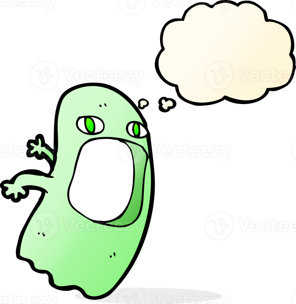 funny cartoon ghost with thought bubble png