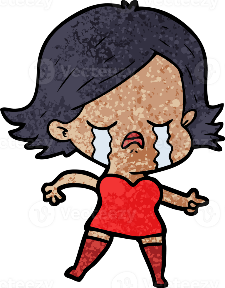 cartoon girl crying and pointing png