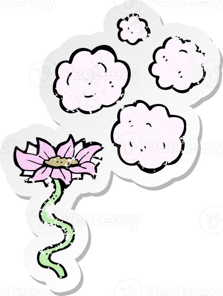 retro distressed sticker of a cartoon flower png