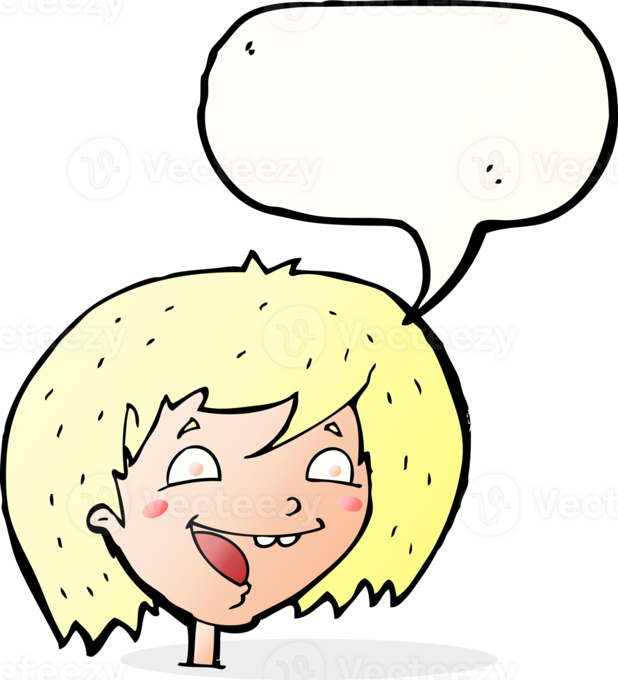 cartoon happy girl with speech bubble png