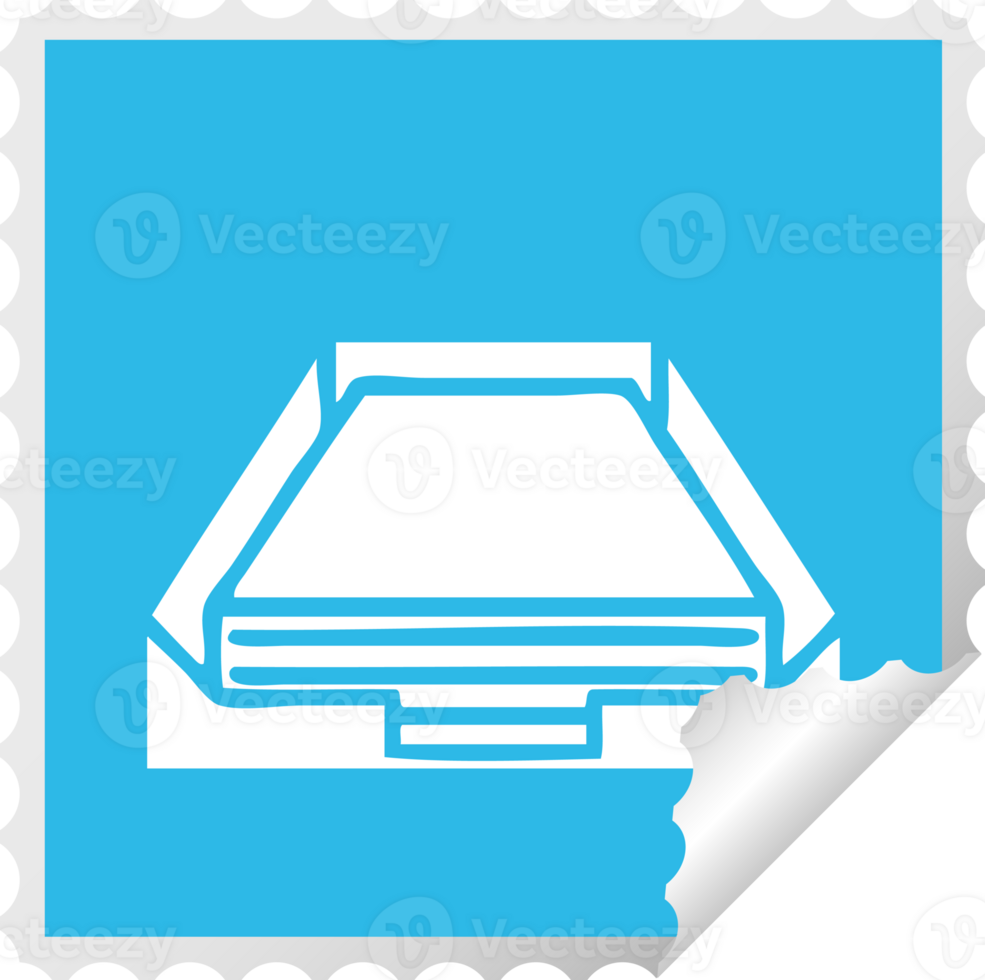 square peeling sticker cartoon of a in box png