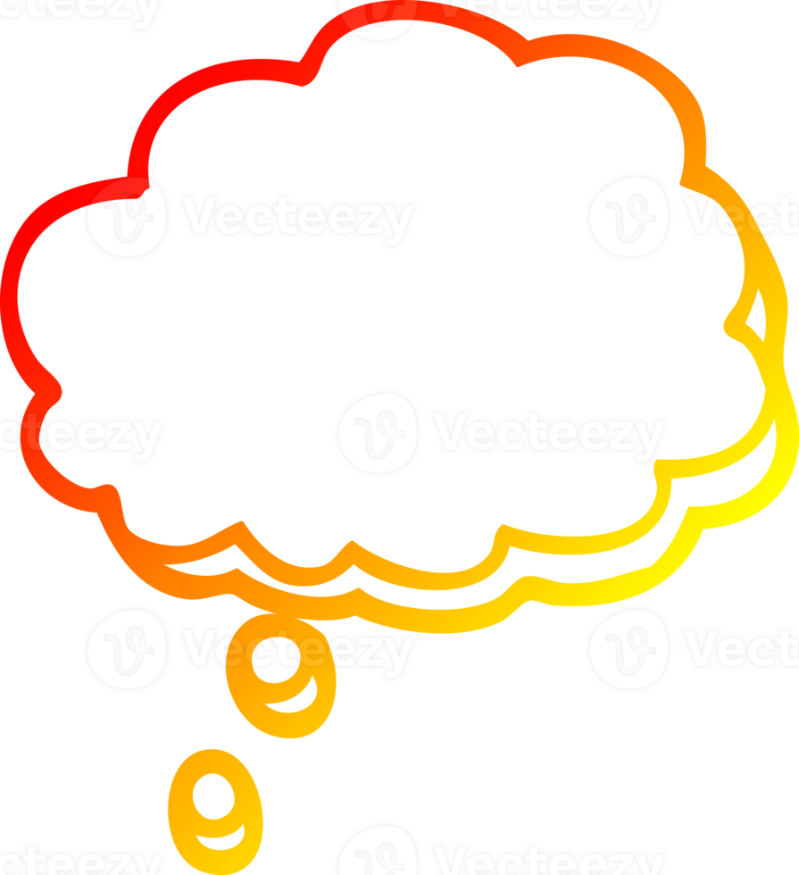 warm gradient line drawing of a cartoon mind bubble png