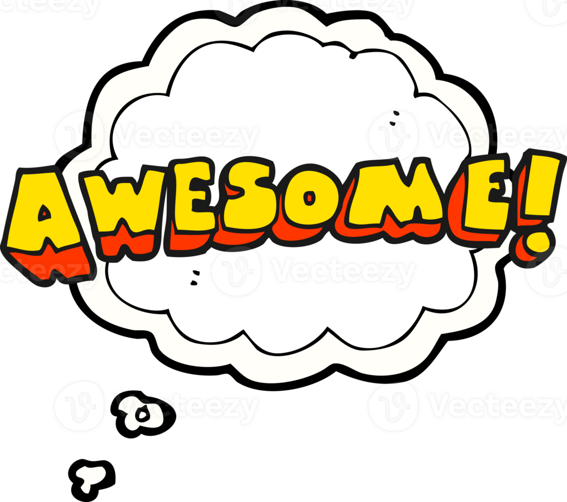drawn thought bubble cartoon awesome word png