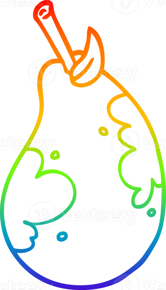 rainbow gradient line drawing of a cartoon fresh pear png