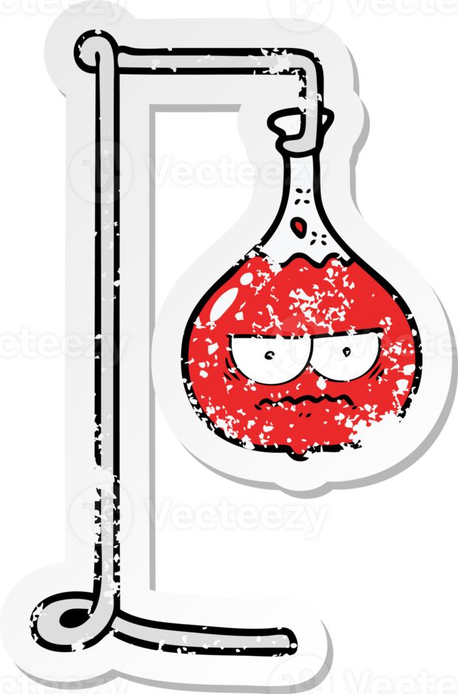 distressed sticker of a angry cartoon science experiment png