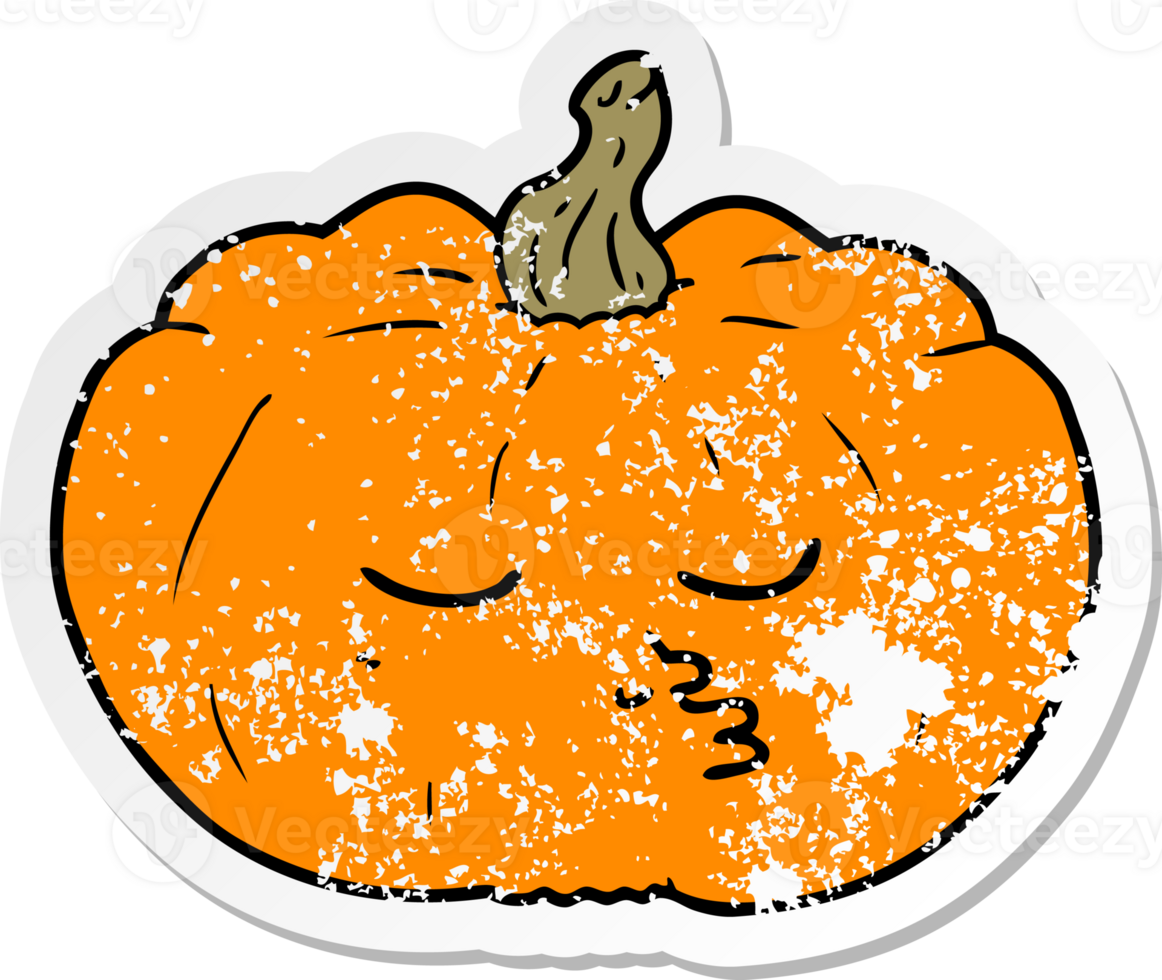 distressed sticker of a cartoon pumpkin png