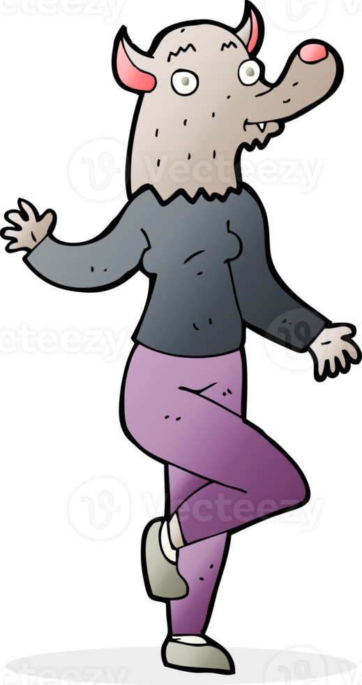 cartoon dancing werewolf woman png