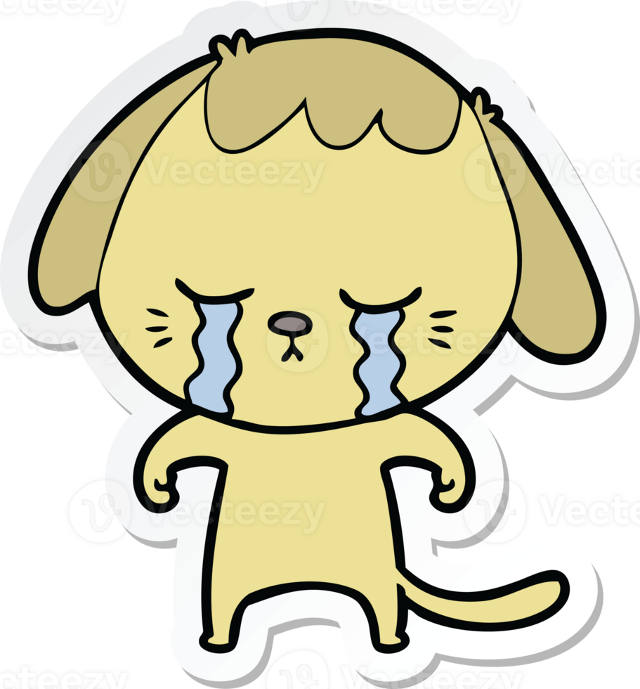 sticker of a cartoon crying dog png