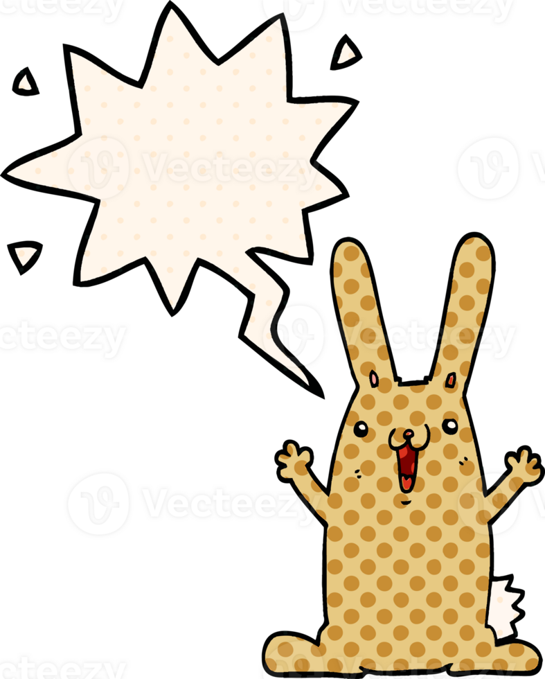 cartoon rabbit with speech bubble in comic book style png