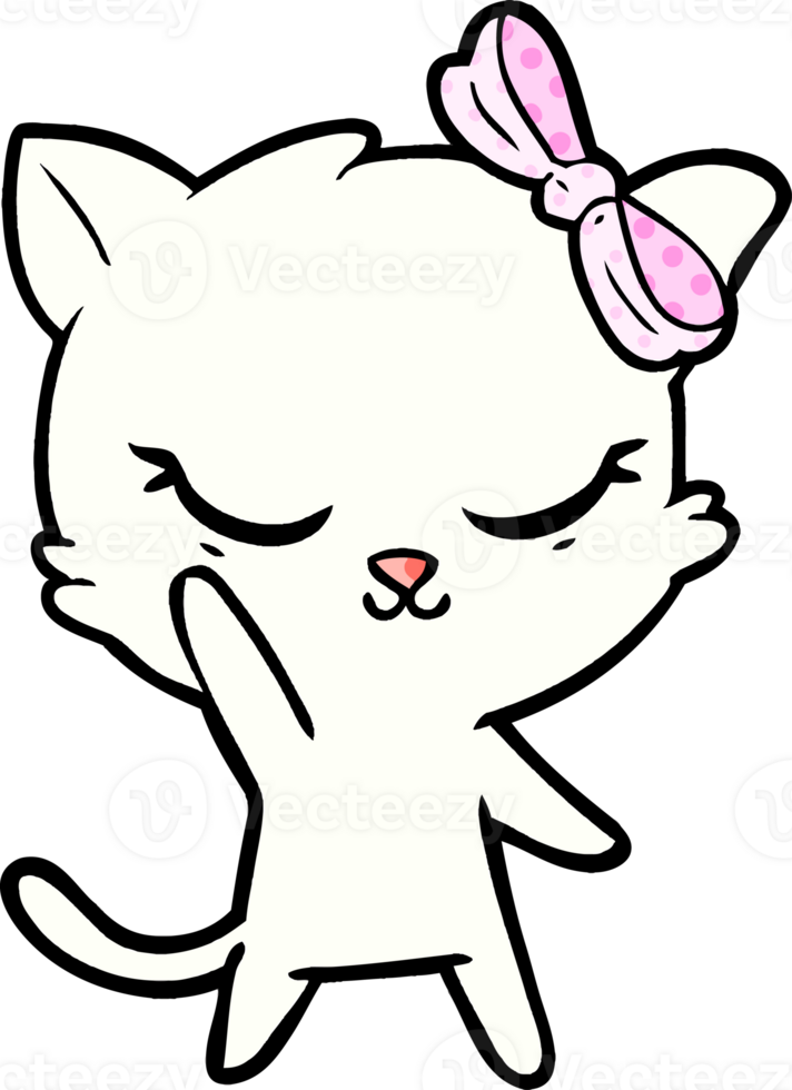 cute cartoon cat with bow png