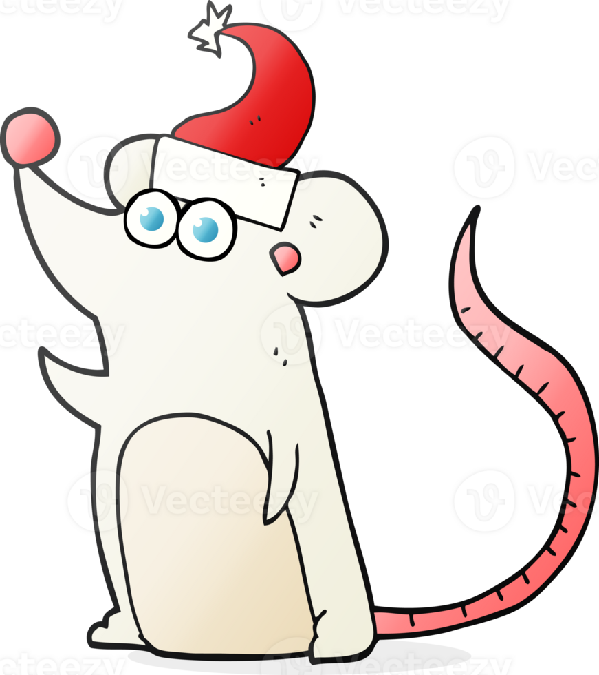 drawn cartoon mouse christmas hat png