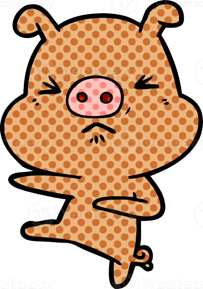 cartoon angry pig kicking out png