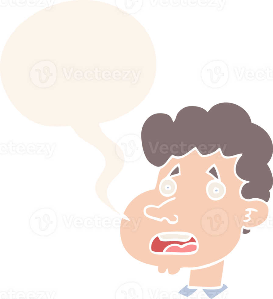 cartoon shocked man with speech bubble in retro style png