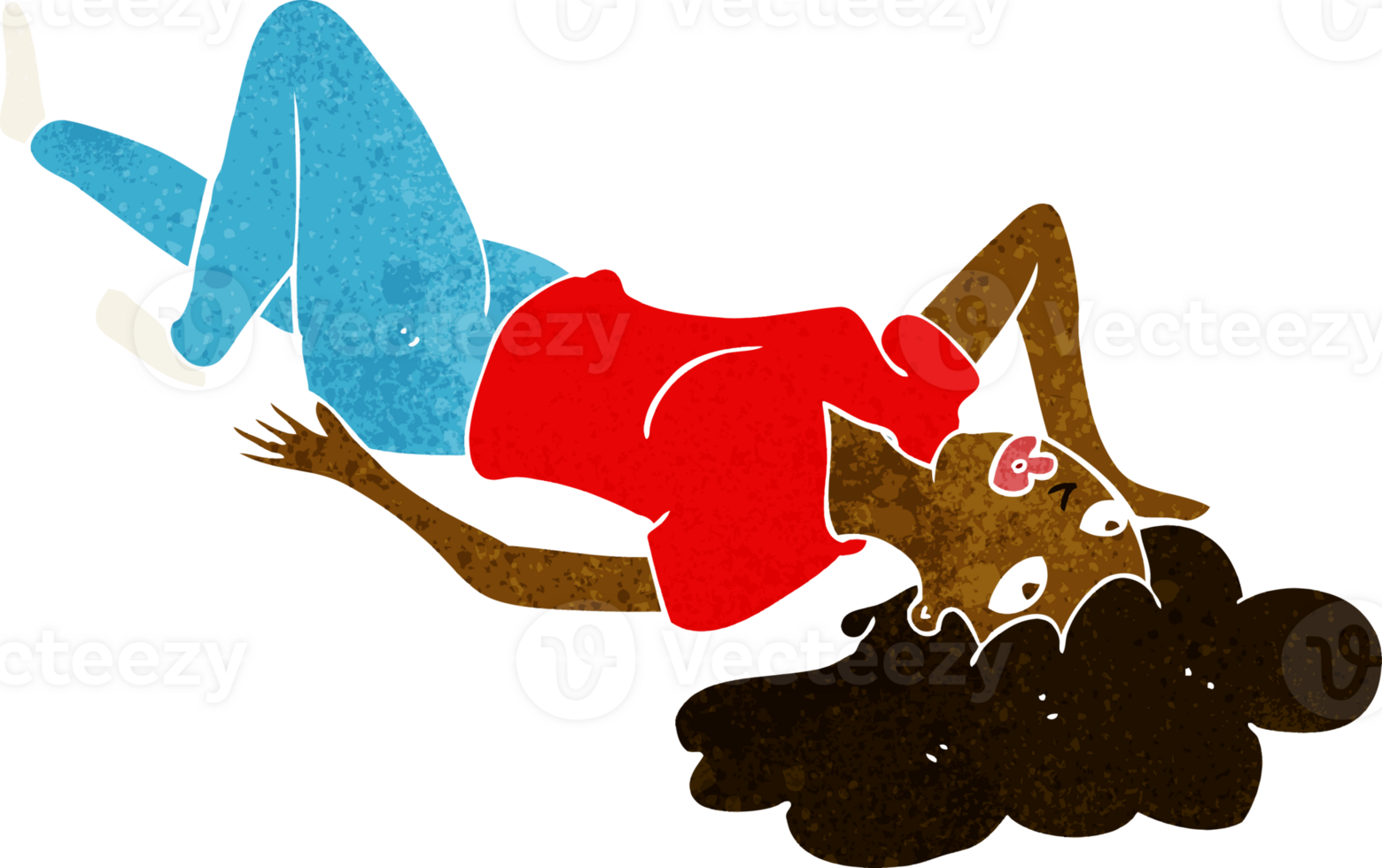 cartoon woman lying on floor png