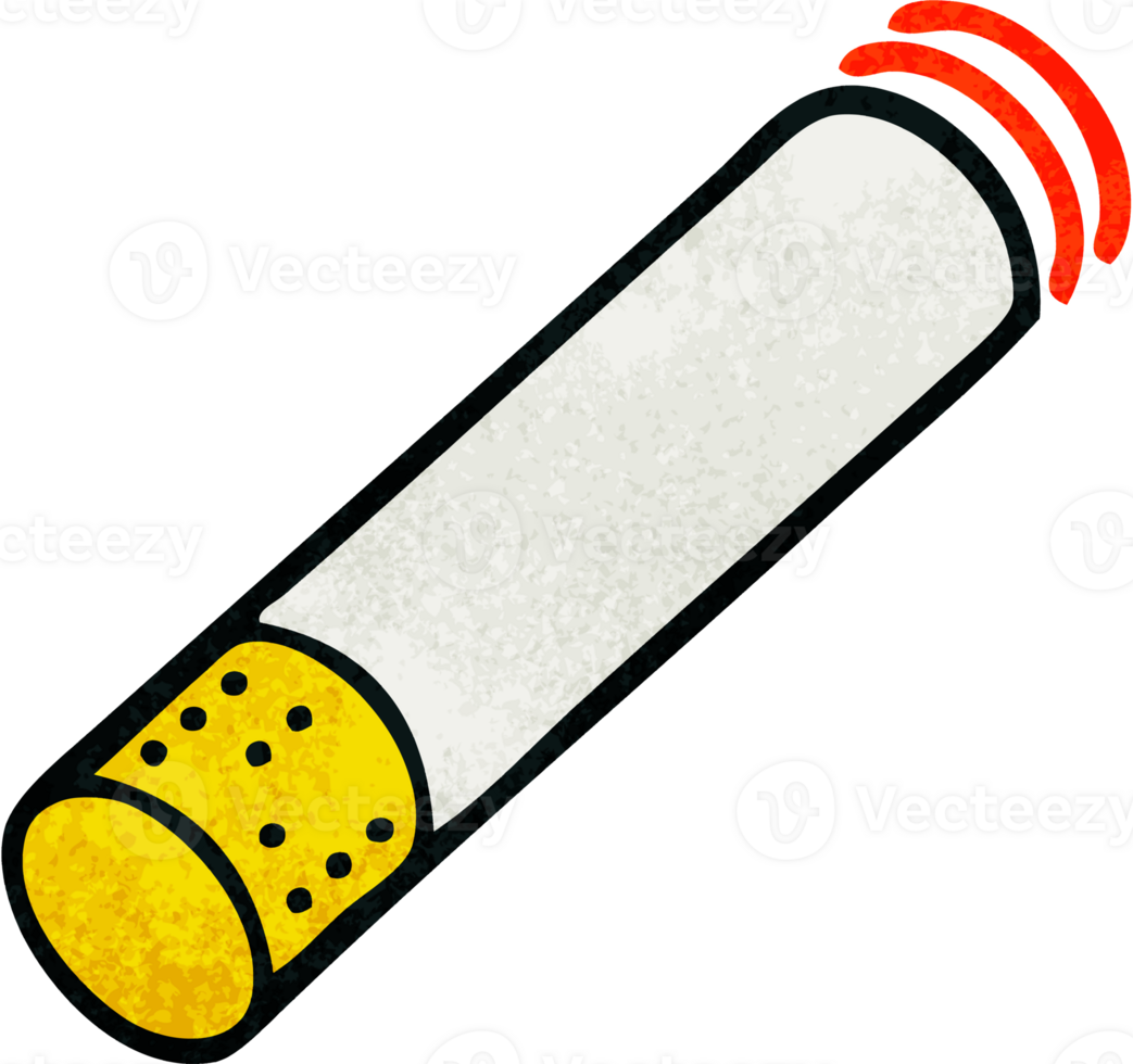 retro grunge texture cartoon of a cigarette stick png