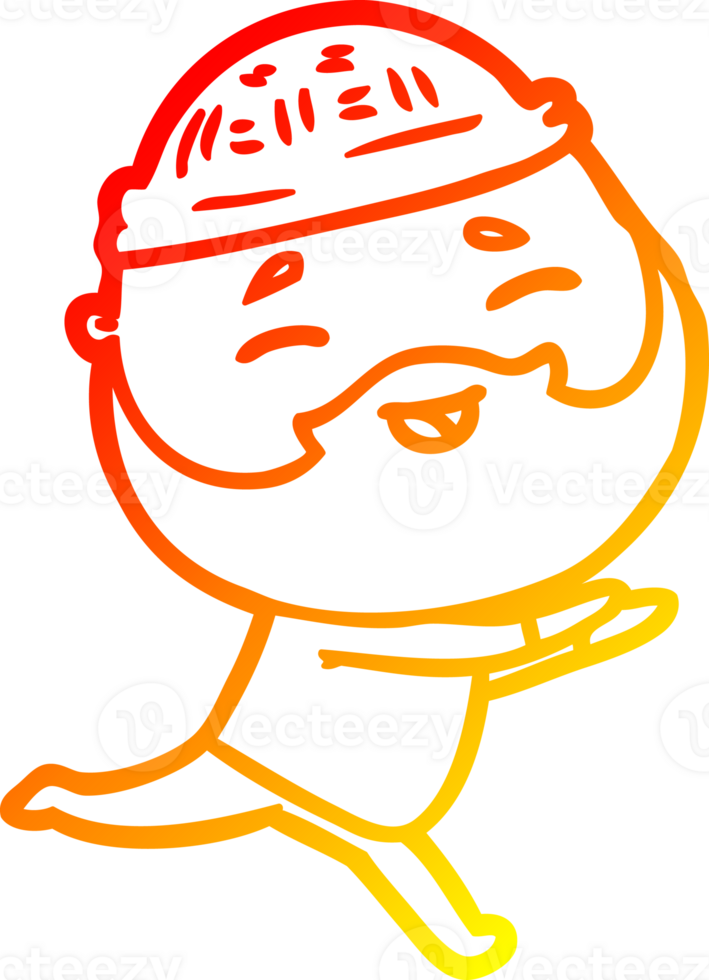 warm gradient line drawing of a cartoon happy bearded man png