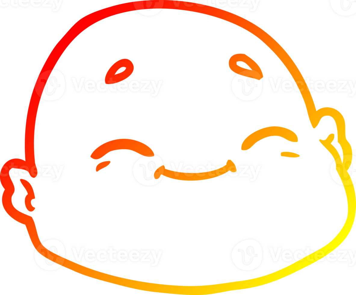 warm gradient line drawing of a cartoon happy bald man png