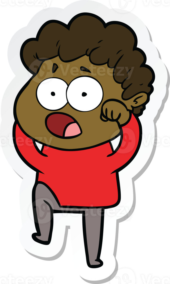 sticker of a cartoon man gasping in surprise png