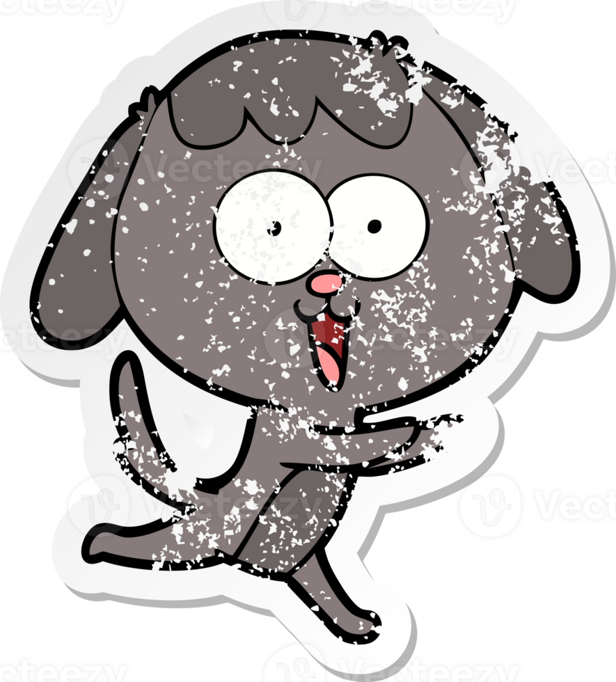 distressed sticker of a cute cartoon dog png