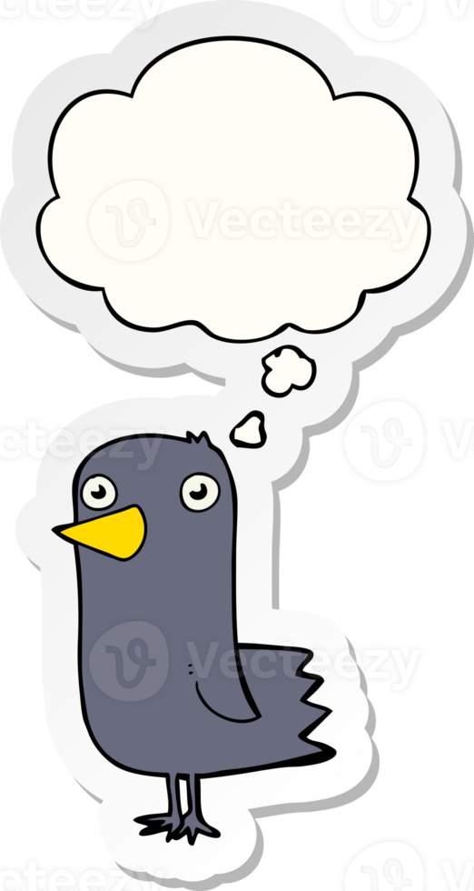 cartoon bird with thought bubble as a printed sticker png