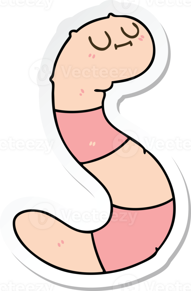 sticker of a quirky hand drawn cartoon worm png