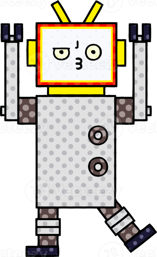 comic book style cartoon of a robot png