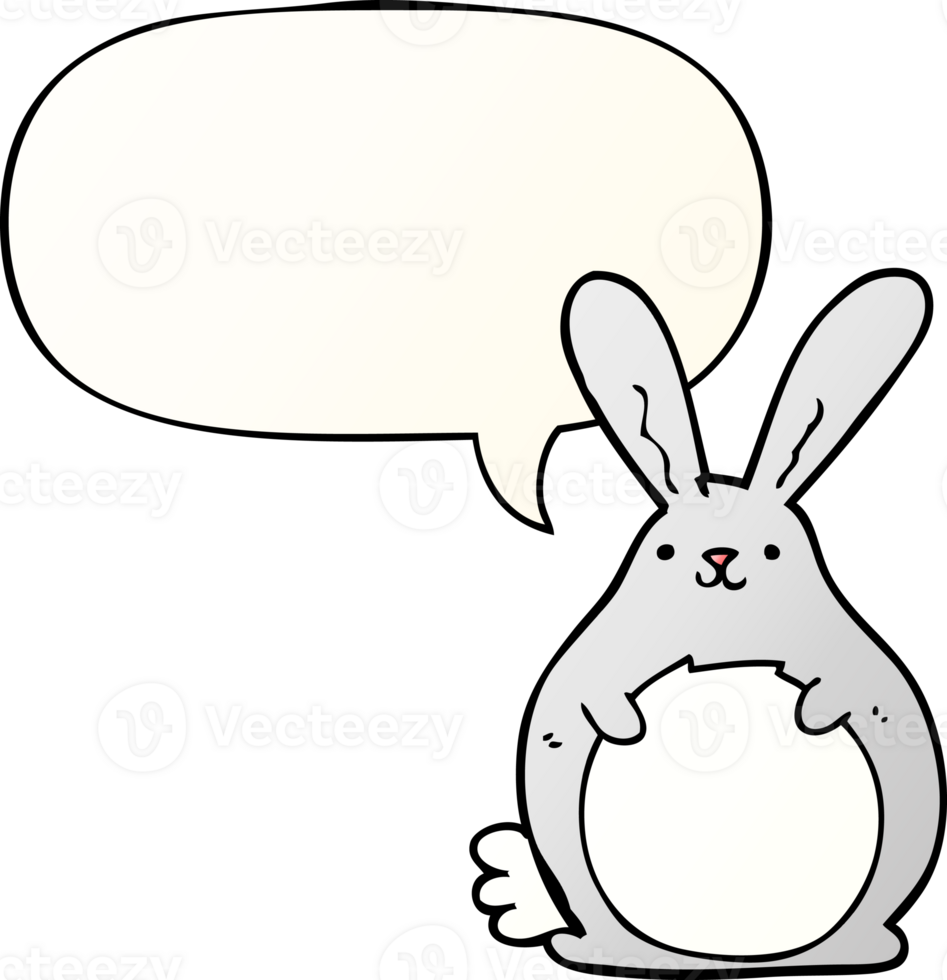 cartoon rabbit with speech bubble in smooth gradient style png