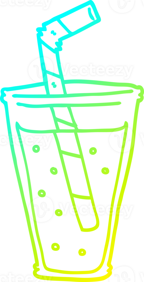 cold gradient line drawing of a cartoon fizzy drink png