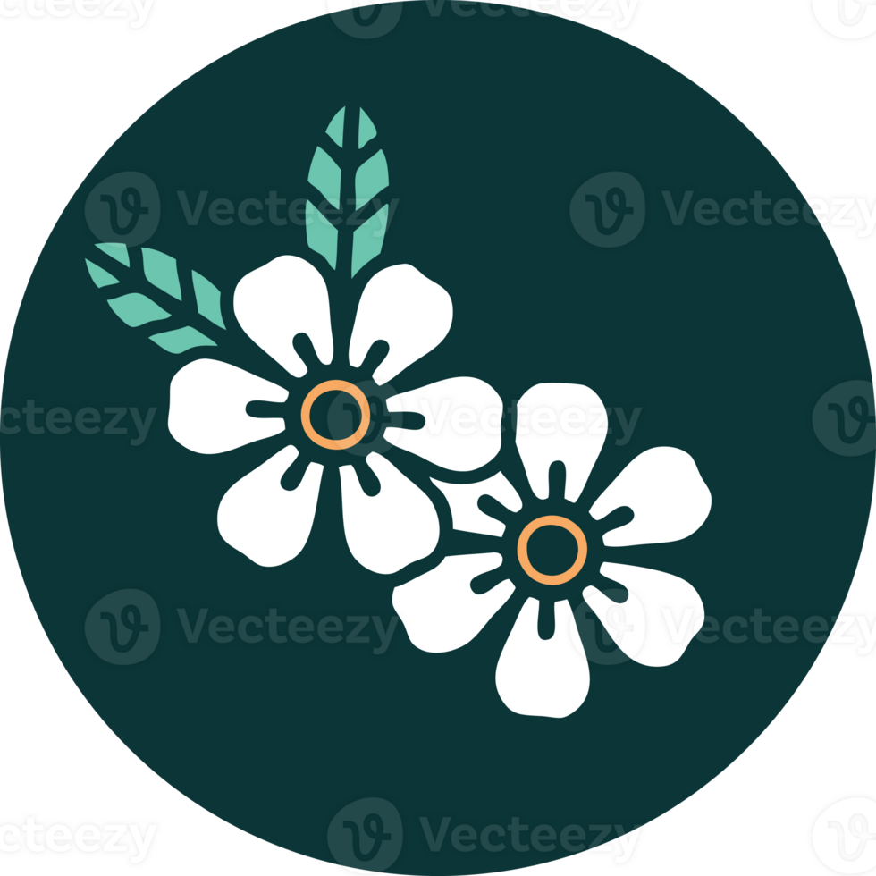 iconic tattoo style image of a flower png