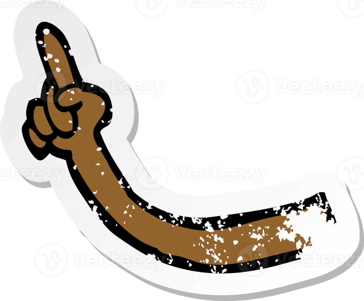 retro distressed sticker of a cartoon arm png