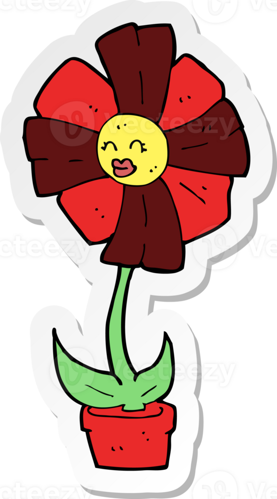sticker of a cartoon flower png