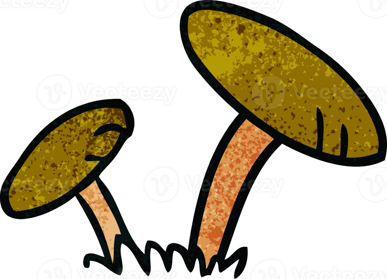 hand drawn textured cartoon doodle of some mushrooms png