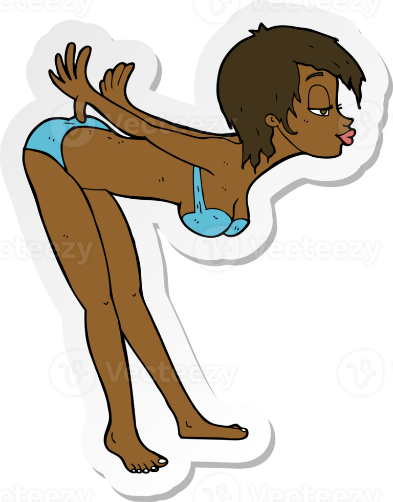 sticker of a cartoon pin up girl in bikini png