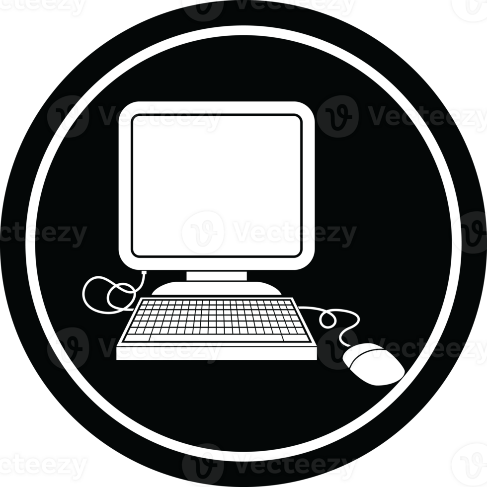 computer with mouse and screen circular symbol png