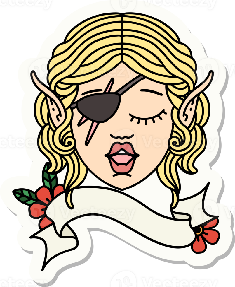 sticker of a elf rogue character face png