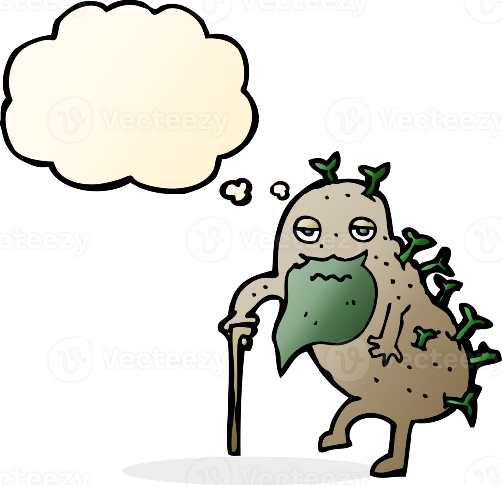 cartoon old potato with thought bubble png