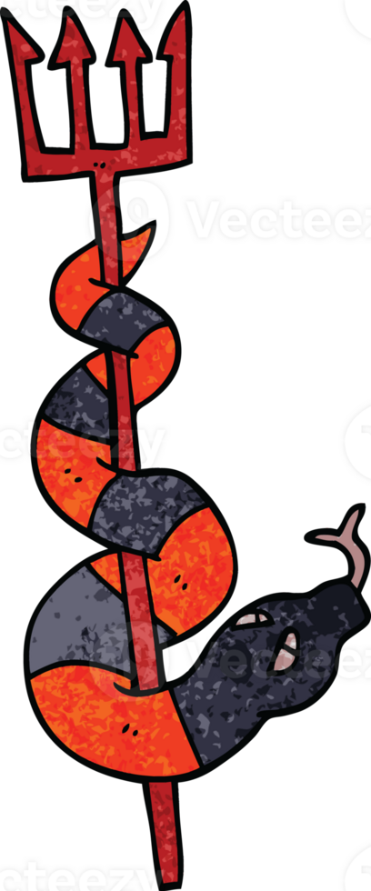 cartoon doodle serpent on devils fork png