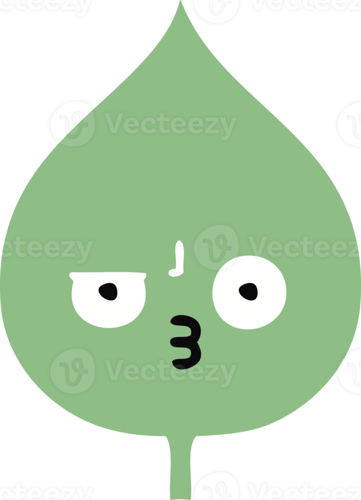 flat color retro cartoon of a expressional leaf png