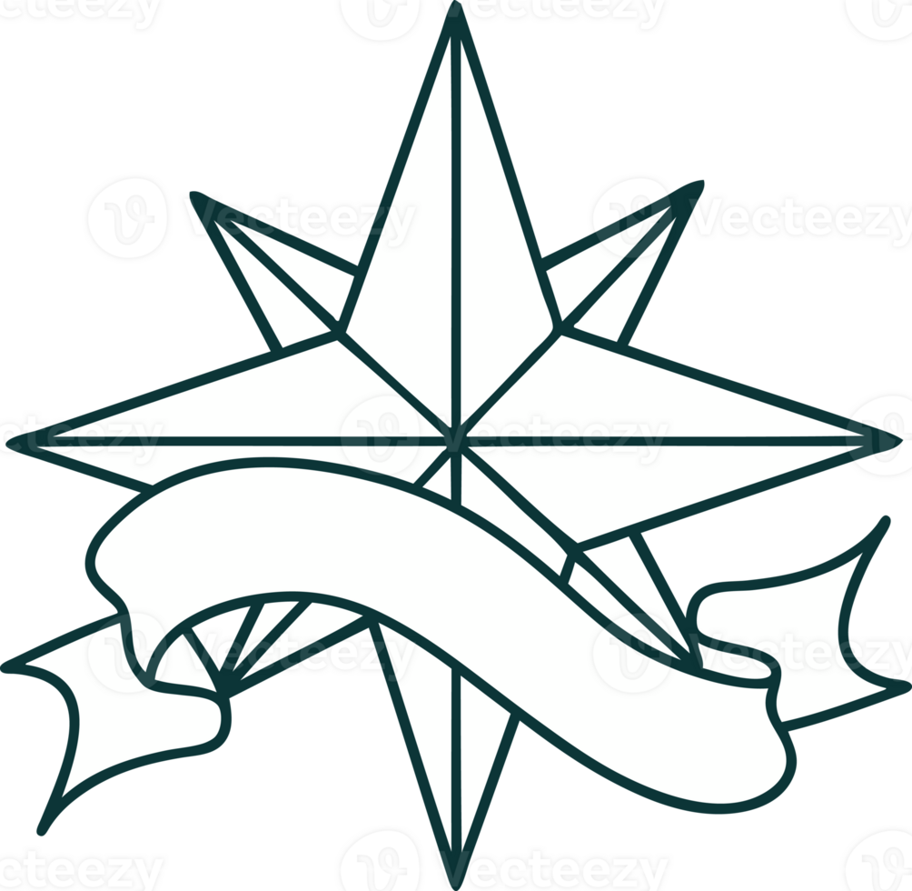 traditional tattoo with banner of a star png